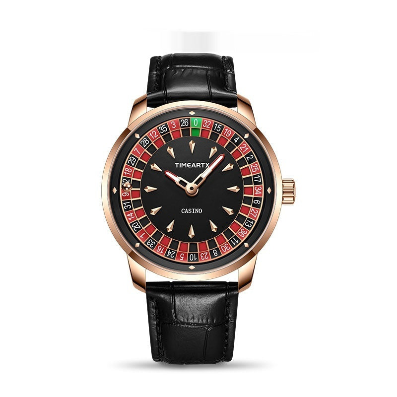 TIMEARTX Roulette Dial Casino Watch Rotating Gaming Style watch for Men