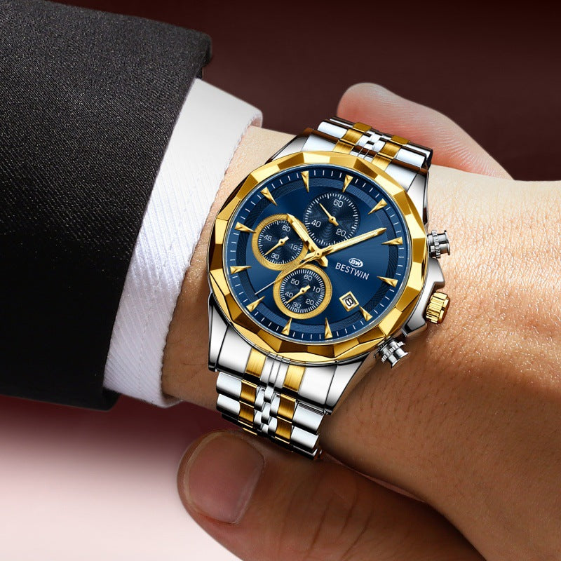 Bestwin BW1734 Luminous thin steel quartz watch for men