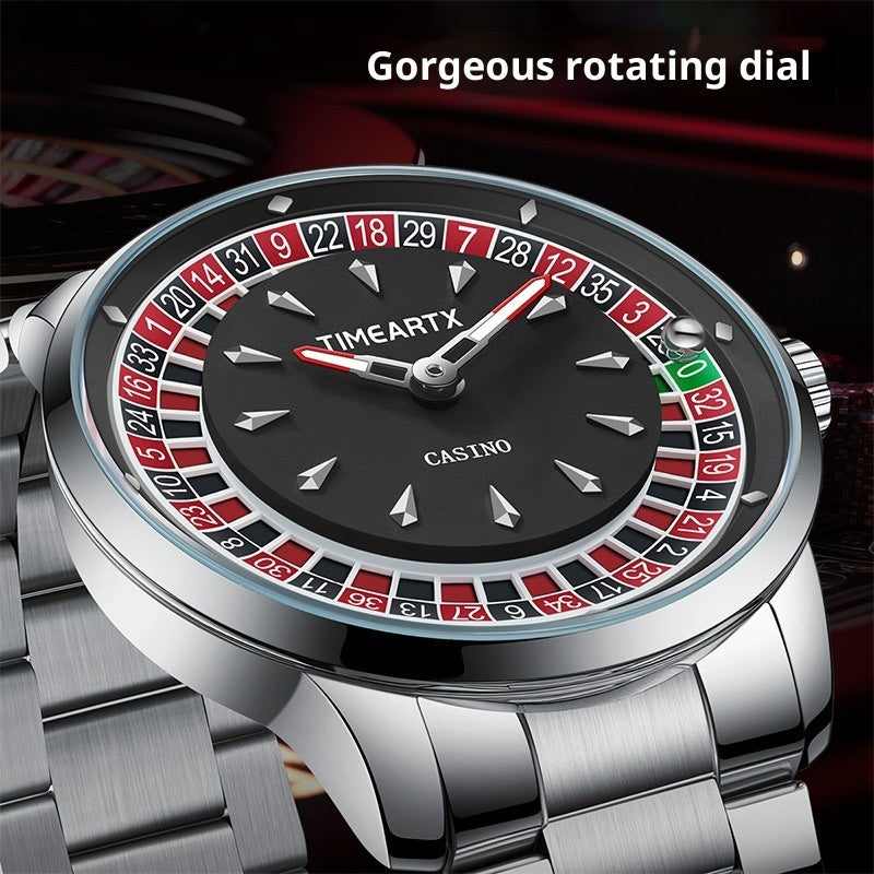 TIMEARTX Roulette Dial Casino Watch Rotating Gaming Style watch for Men