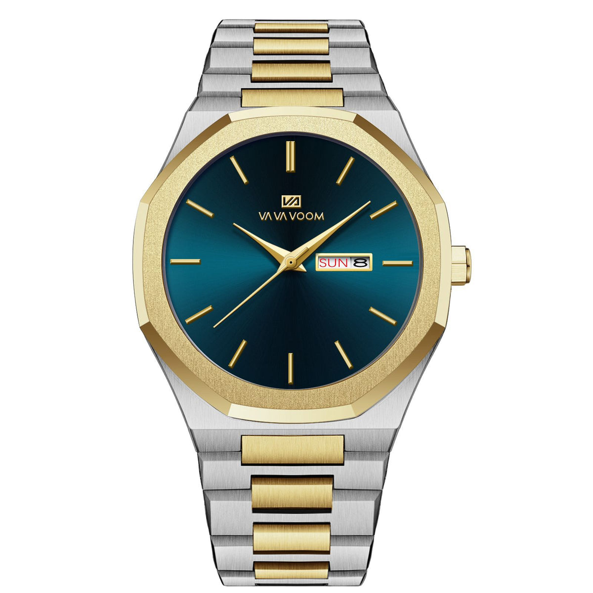 VA VA VOOM 2931 Octagonal Calendar Quartz Watch for Men