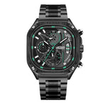 Megir 2217G Square Steel Strap Luminous Quartz watch for men Megir