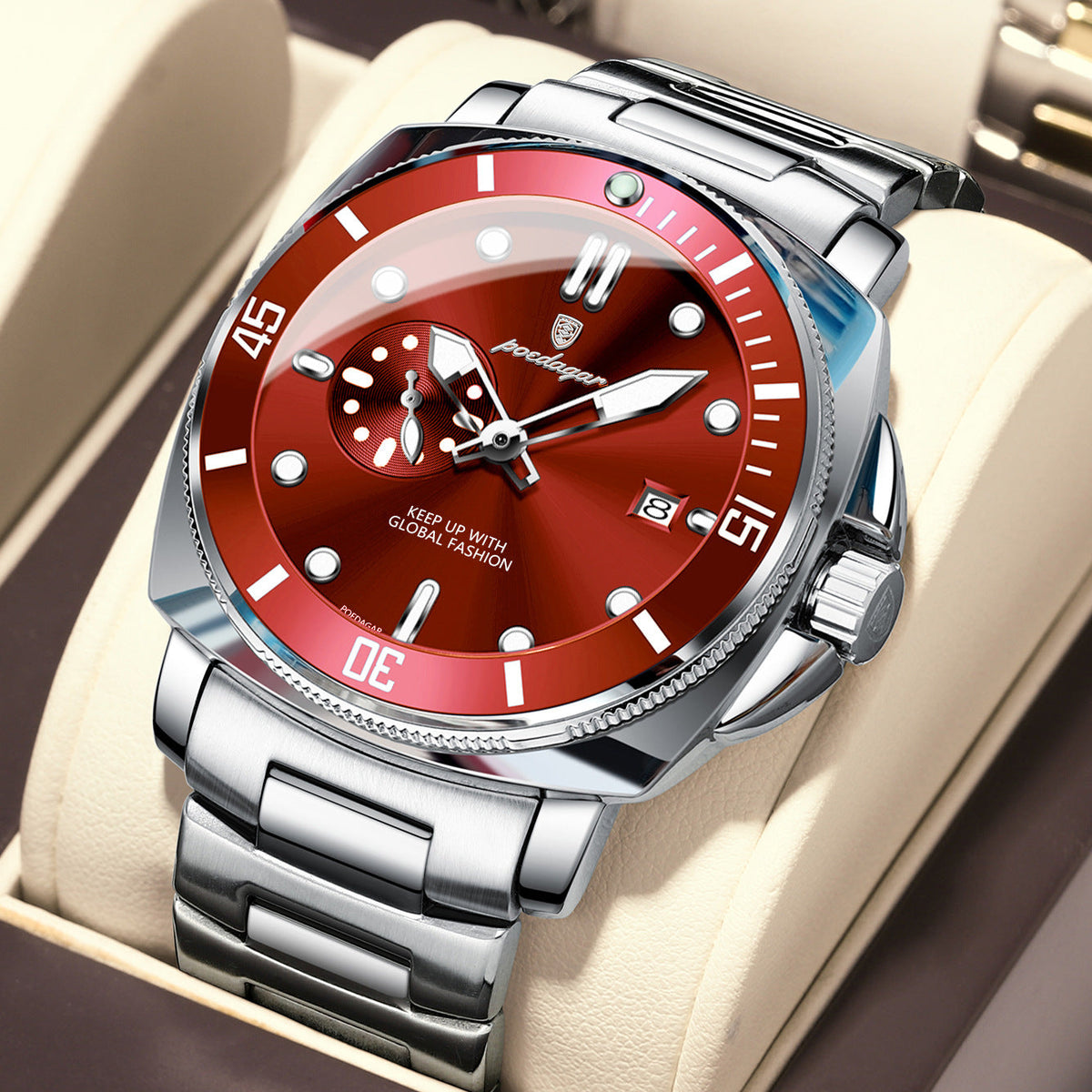 Poedagar EU873 Steel-band Luminous Quartz Watch for Men Poedagar