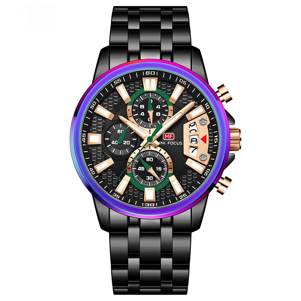 Mini Focus MF0352G Quartz Watch Magic Color Ring Multifunctional quartz watch for Men Mini Focus