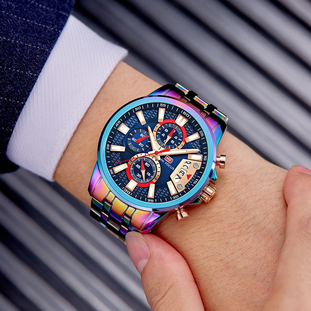 Mini Focus MF0352G Quartz Watch Magic Color Ring Multifunctional quartz watch for Men Mini Focus
