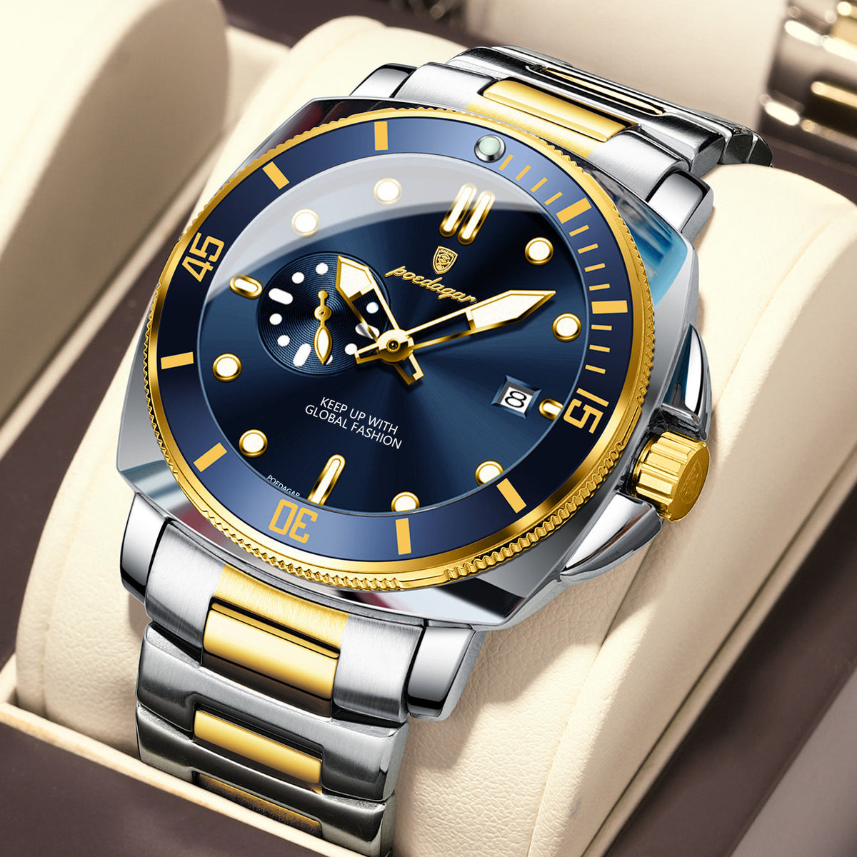 Poedagar EU873 Steel-band Luminous Quartz Watch for Men Poedagar