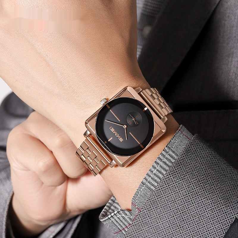 Skmei 2413 Square Steel Band Stylish Standalone Seconds Quartz Watch For Men