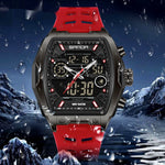 Sanda 6235 Barrel-shaped Waterproof Multifunctional Alarm Sports Watch For Men