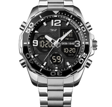Skmei 1649 Stainless Steel Analog Digital Rotatable bezel Watch For Men