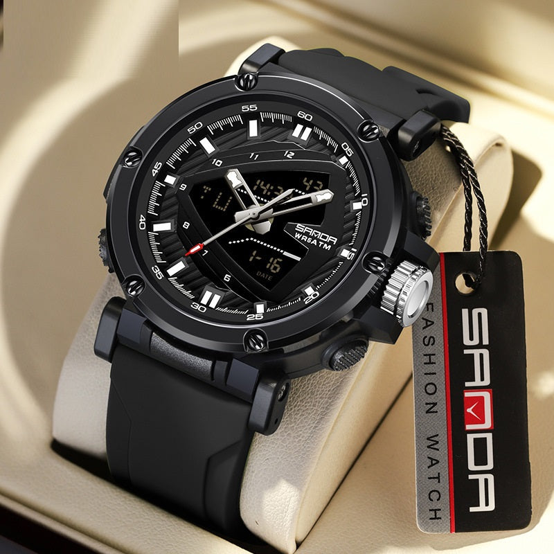 Sanda 9052 Sports Waterproof Alarm Clock Electronic Watch for Men AKDPN