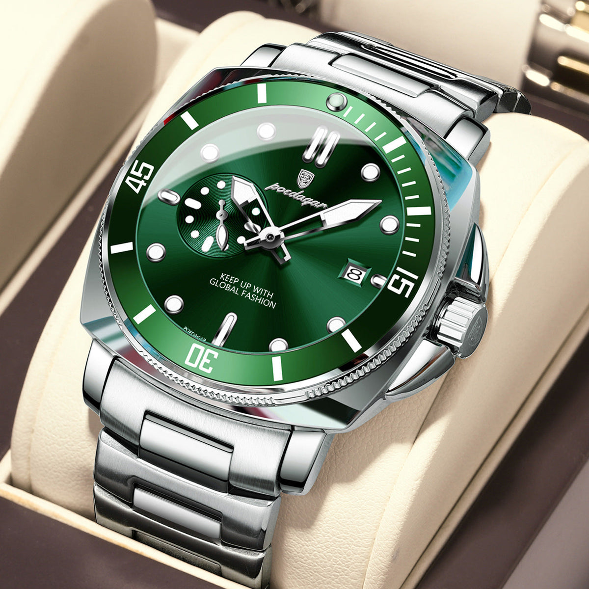 Poedagar EU873 Steel-band Luminous Quartz Watch for Men Poedagar