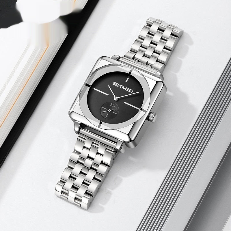 Skmei 2413 Square Steel Band Stylish Standalone Seconds Quartz Watch For Men