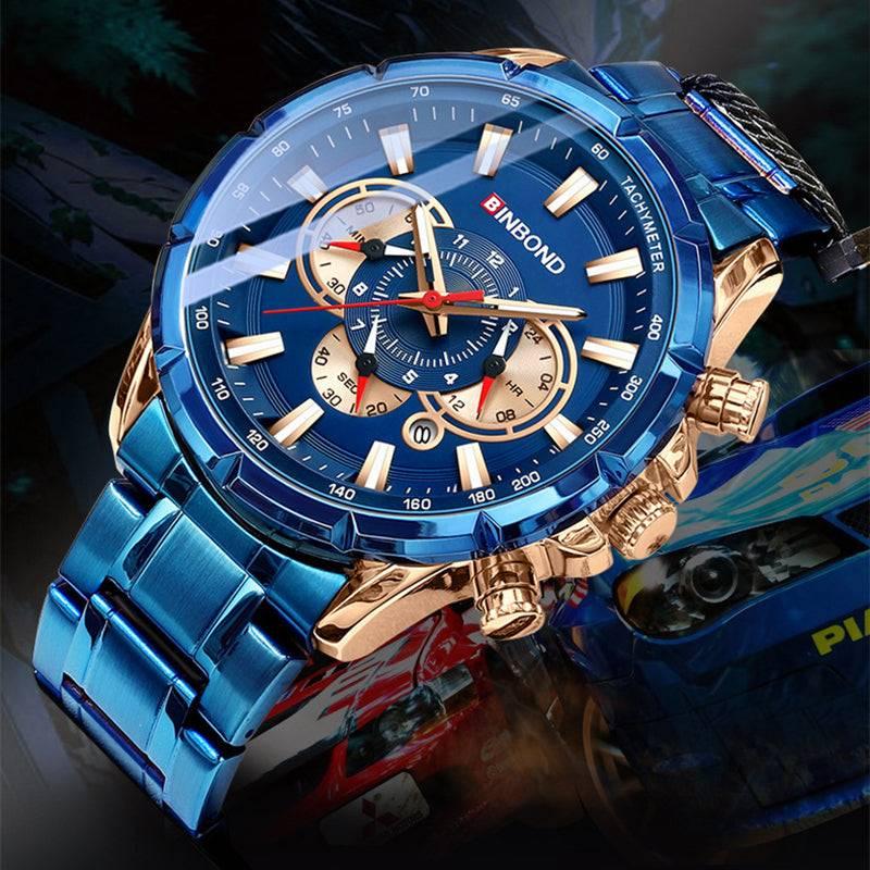 BINBOND Tactical Waterproof Watch Timing Multi-Pointer Quartz Watch