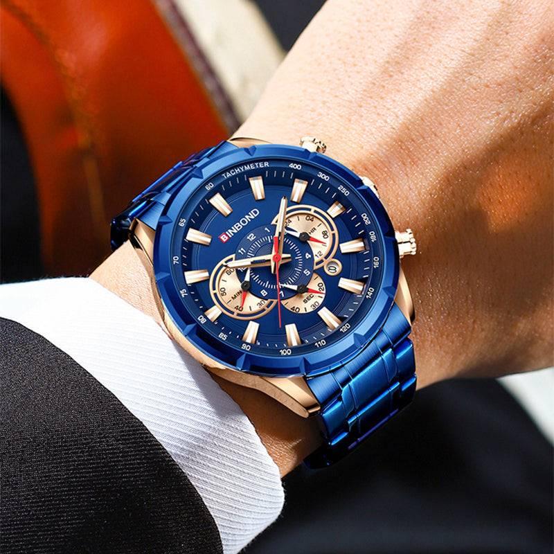 BINBOND Tactical Waterproof Watch Timing Multi-Pointer Quartz Watch