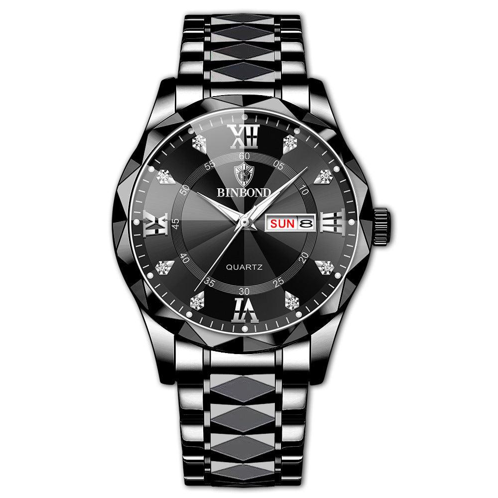 BINBOND Waterproof Luminous Dual Calendar Watch Men's - Skmeico
