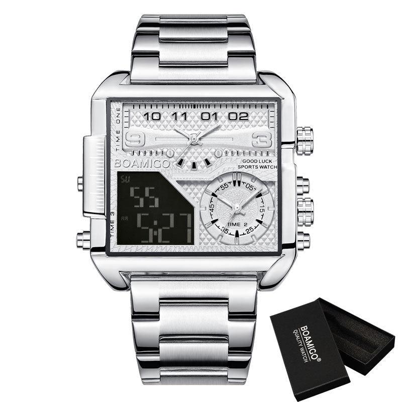 BOAMIGO Analog Digital Luxury Steel Large Dial Watch For Men - Skmeico