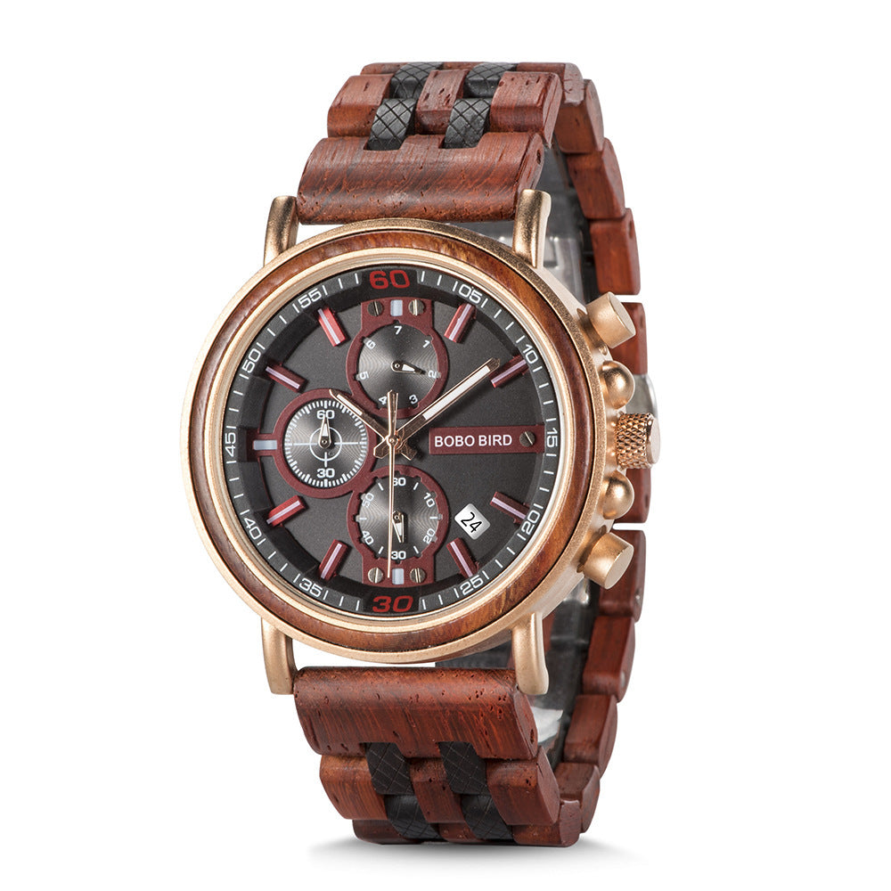 BOBOBIRD Wooden Multi-functional Business Quartz Watch for Men - TempoqWatch
