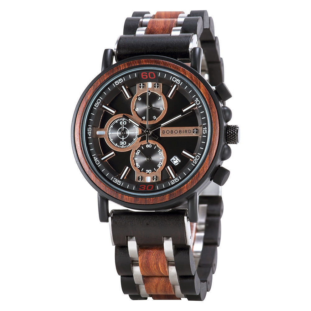 BOBOBIRD Wooden Multi-functional Business Quartz Watch for Men - TempoqWatch