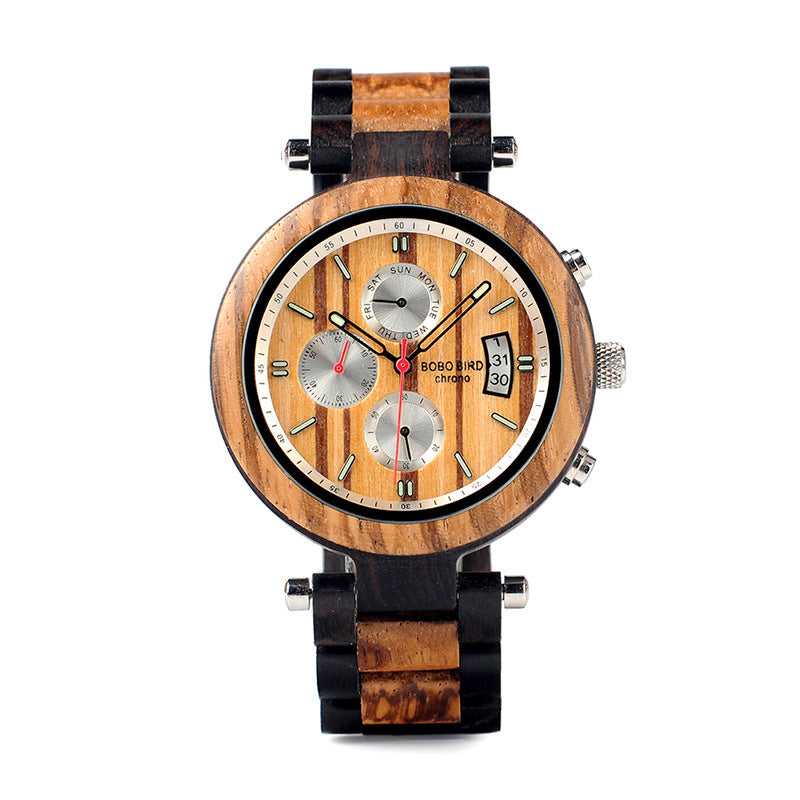 BOBOBIRD Wooden Multi-functional Business Quartz Watch for Men - TempoqWatch