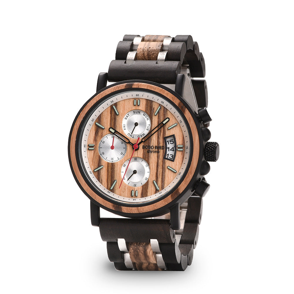 BOBOBIRD Wooden Multi-functional Business Quartz Watch for Men - TempoqWatch