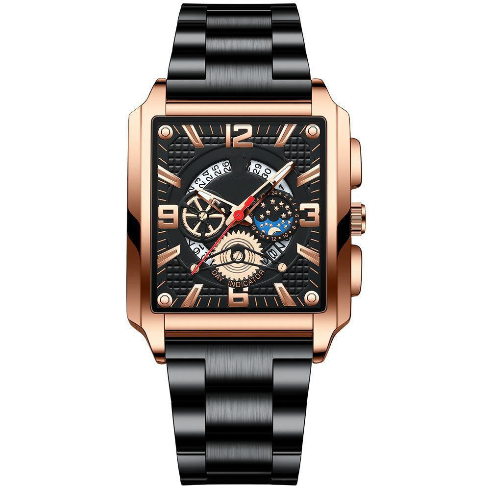 Binbond Men's Vintage Square Calendar Waterproof watch for men B6575