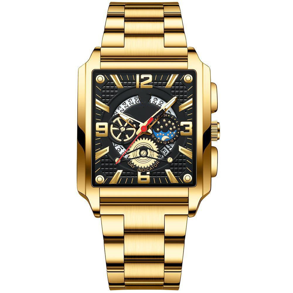 Binbond Men's Vintage Square Calendar Waterproof watch for men B6575