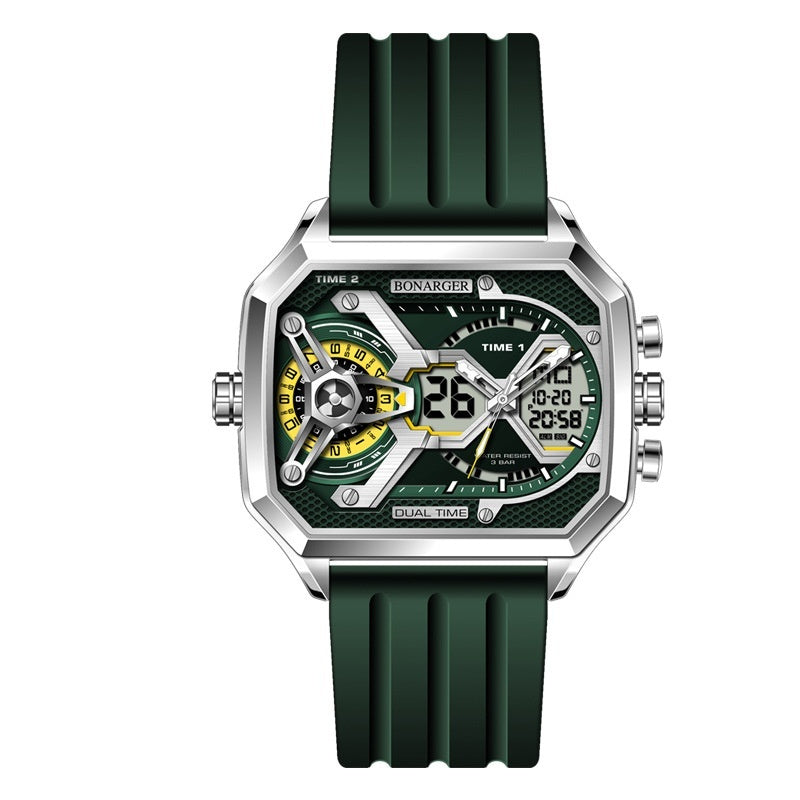 Bonarger 8026 Electronic Multi-functional Sports Luminous Waterproof Watch For Men