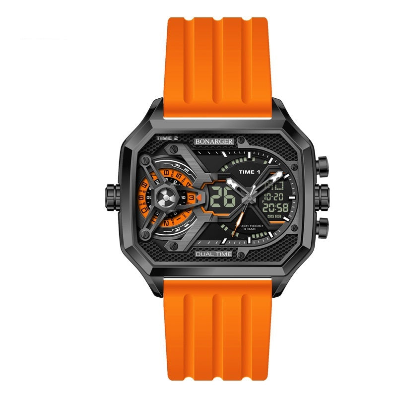 Bonarger 8026 Electronic Multi-functional Sports Luminous Waterproof Watch For Men