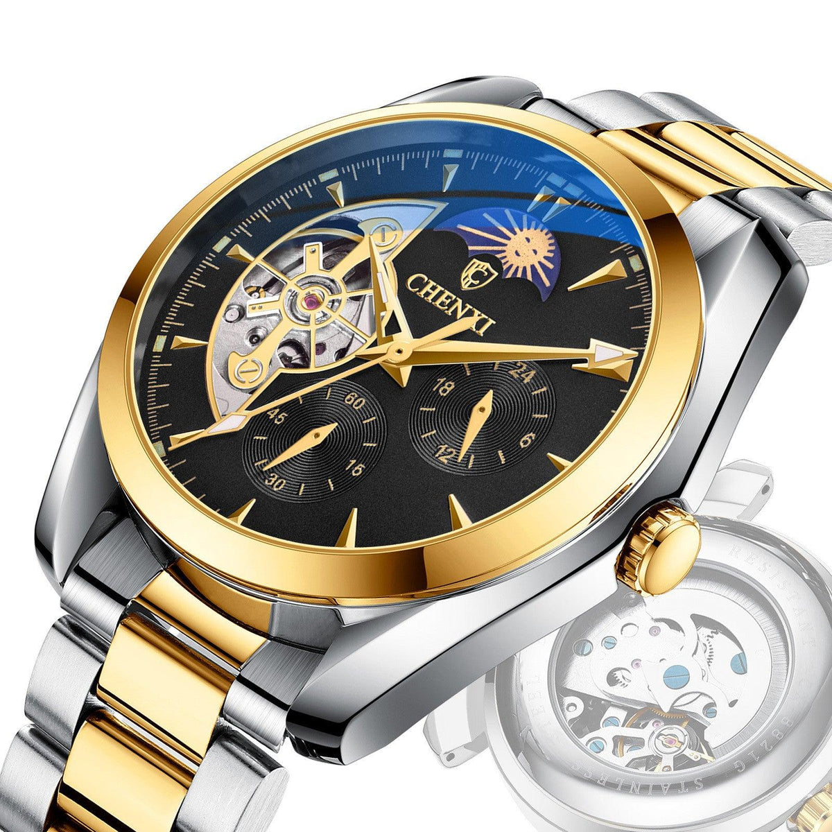 CHENXI Moonphase Automatic Mechanical Watch For Men 8801 - Skmeico