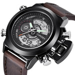 CURDDEN 7166Fashion Leather Dual Time Digital Wrist Watch For Men