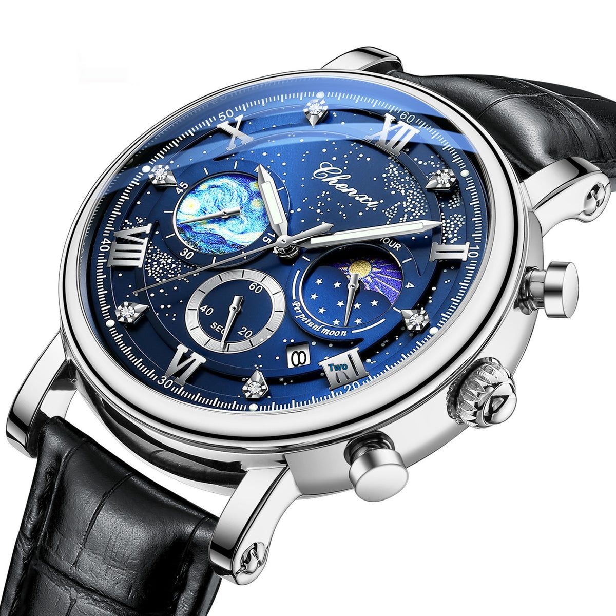 Chenxi CX972 Multifunctional Luminous Moon Phase Calendar Watch For Men