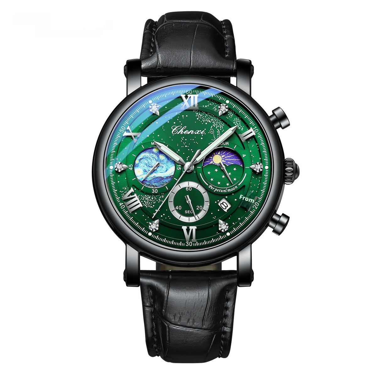 Chenxi CX972 Multifunctional Luminous Moon Phase Calendar Watch For Men