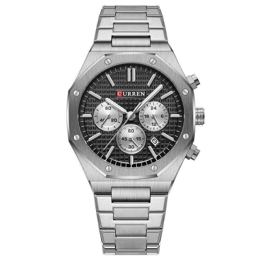 Curren 8440 Men's Octagonal Business Steel Belt Waterproof Calendar Quartz Watch - Skmeico