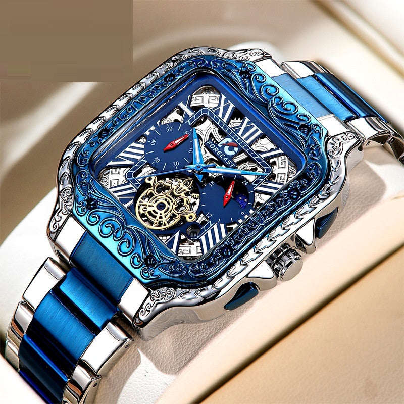 Forecast Retro Square Carved Multifunctional wrist watch for Men
