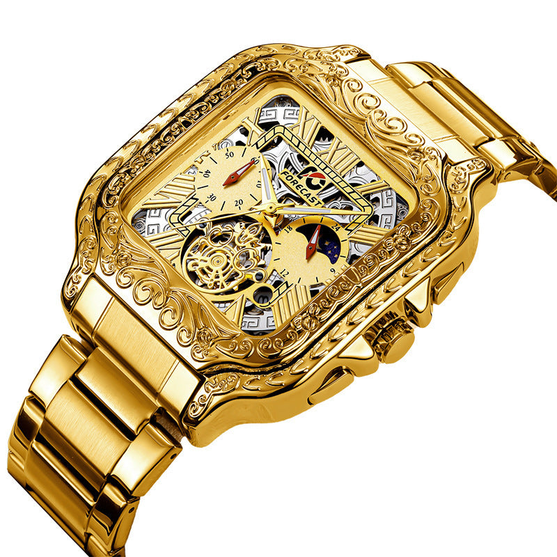 Forecast Retro Square Carved Multifunctional wrist watch for Men