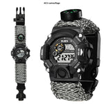 H009 Multifunctional Parachute Cord Outdoor Survival Bracelet Firestone Survival Whistle Compass Digital Watch