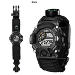 H009 Multifunctional Parachute Cord Outdoor Survival Bracelet Firestone Survival Whistle Compass Digital Watch