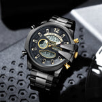 KAT 1183 Double Display Alarm Clock Led Sports Steel Watch for Men
