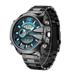 KAT 1183 Double Display Alarm Clock Led Sports Steel Watch for Men