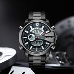 KAT 1183 Double Display Alarm Clock Led Sports Steel Watch for Men