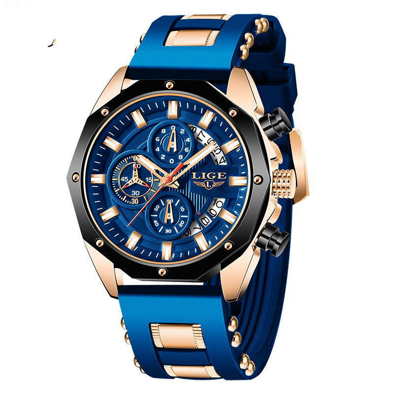 Lige 8908 Fashion Sport Watch Quartz Date Waterproof Chronograph Wristwatch for Men