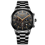 Lige 9877 Steel Moon phase Luxury quartz watch for Men
