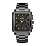Lige Square Large Dial Steel Belt Quartz Watch for Men 89121