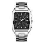 Lige Square Large Dial Steel Belt Quartz Watch for Men 89121