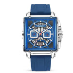 Megir Square Waterproof Luminous Sports Quartz Multi-function Watch