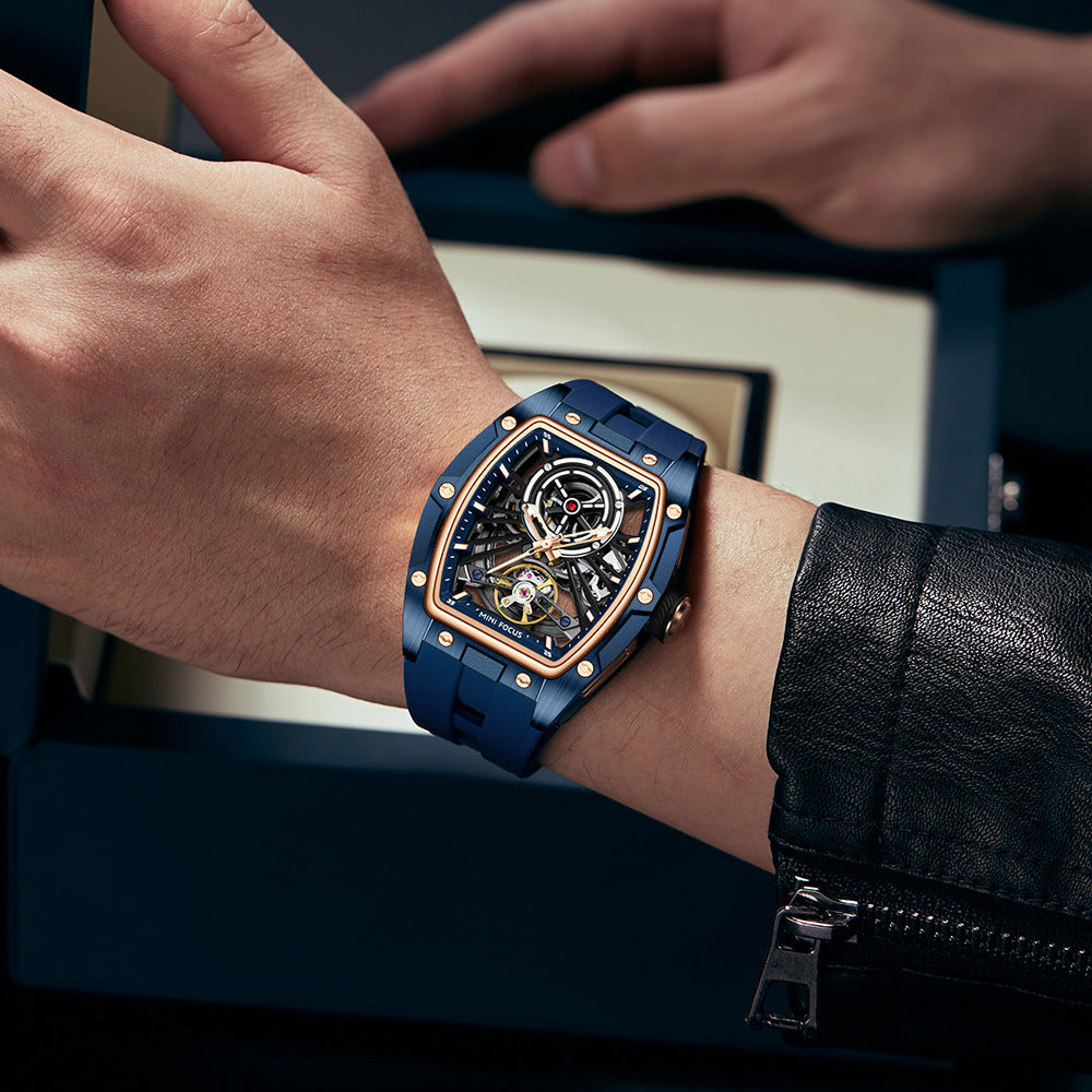 Mini Focus 0603 Steel Case Full Hollow Automatic Mechanical Watch For Men