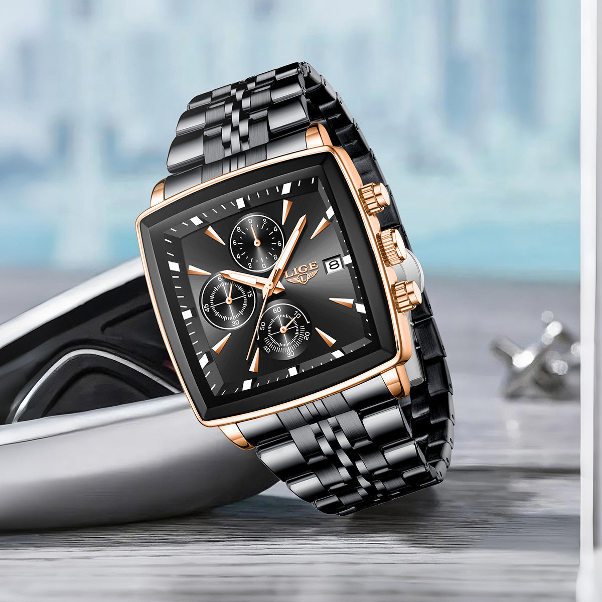 Lige LG89208 Quartz Chronograph Stainless Steel watch for Men