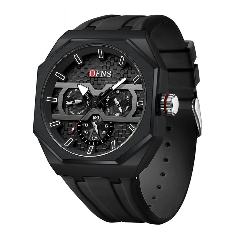 OFNS Three Eyes And Six Needles Fashion Waterproof Quartz Watch For Men 8023 - TempoqWatch