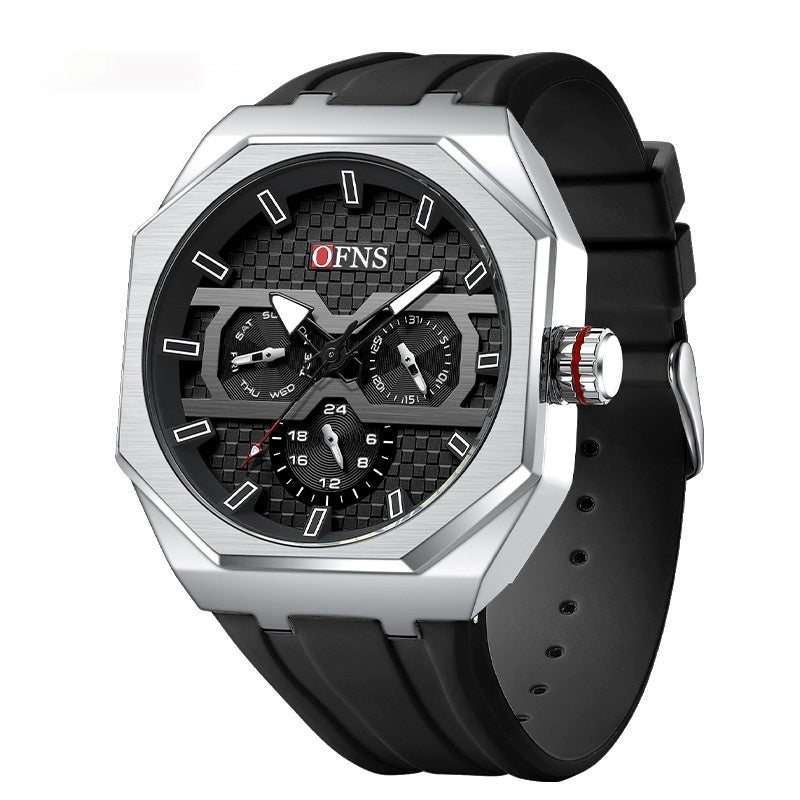 OFNS Three Eyes And Six Needles Fashion Waterproof Quartz Watch For Men 8023 - TempoqWatch