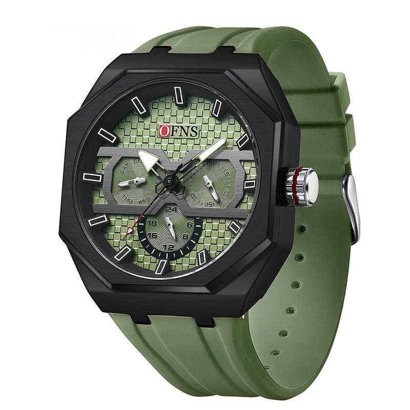 OFNS Three Eyes And Six Needles Fashion Waterproof Quartz Watch For Men 8023 - TempoqWatch