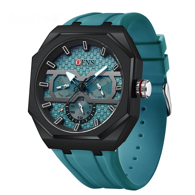 OFNS Three Eyes And Six Needles Fashion Waterproof Quartz Watch For Men 8023 - TempoqWatch